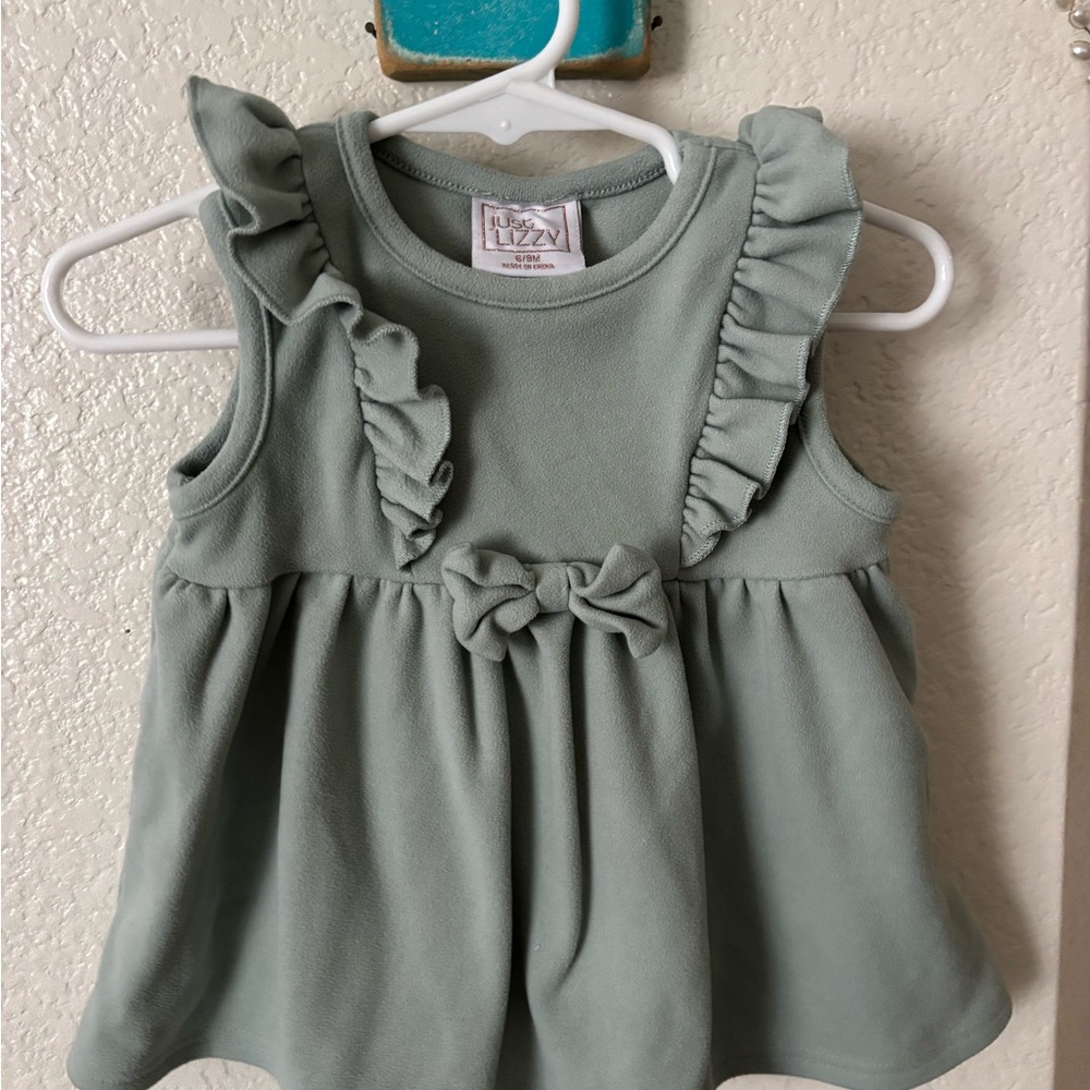 Ruffle Sleeve Kids Dress in Green